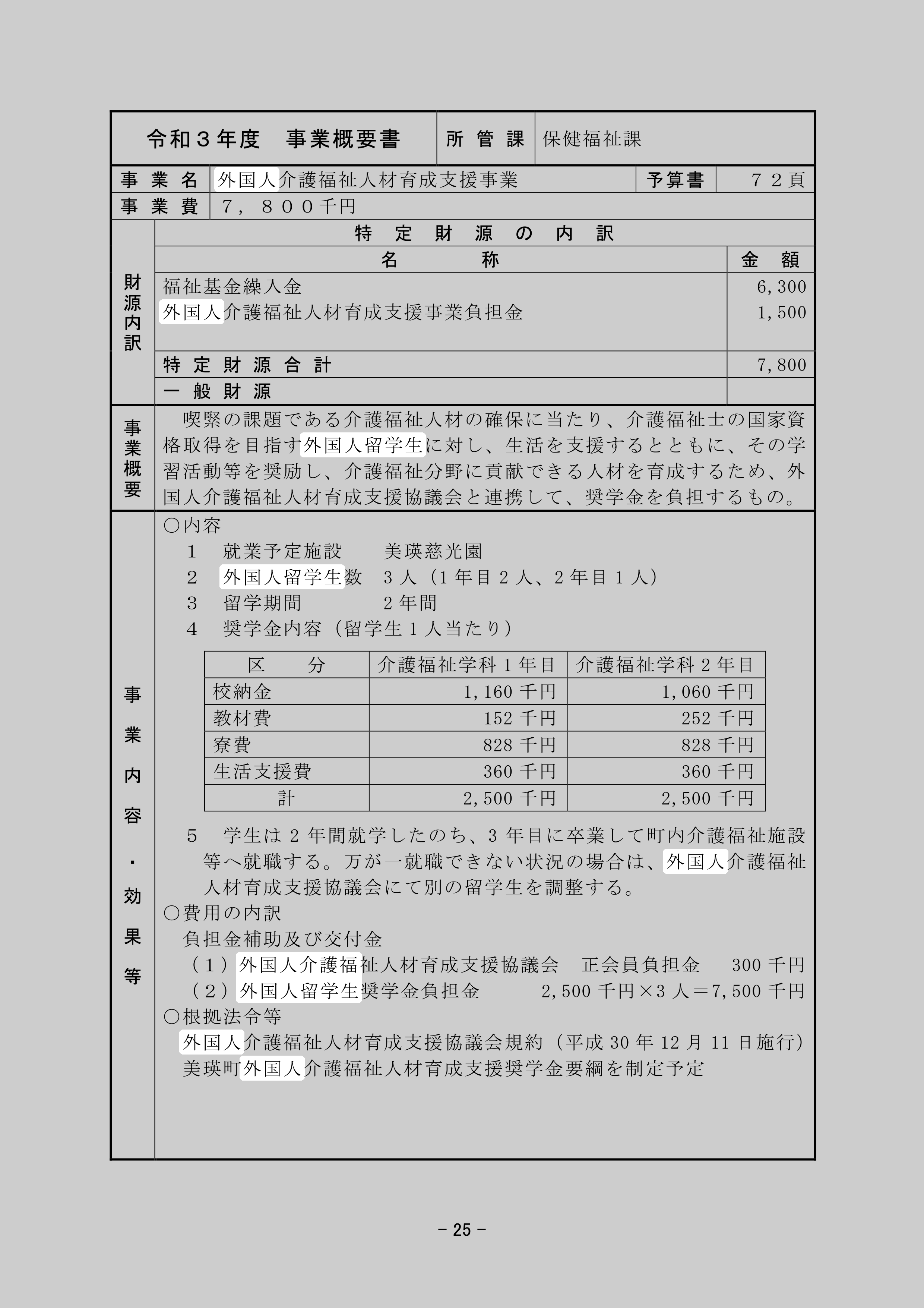 外国人介護福祉人材育成支援事業のスクリーンショット