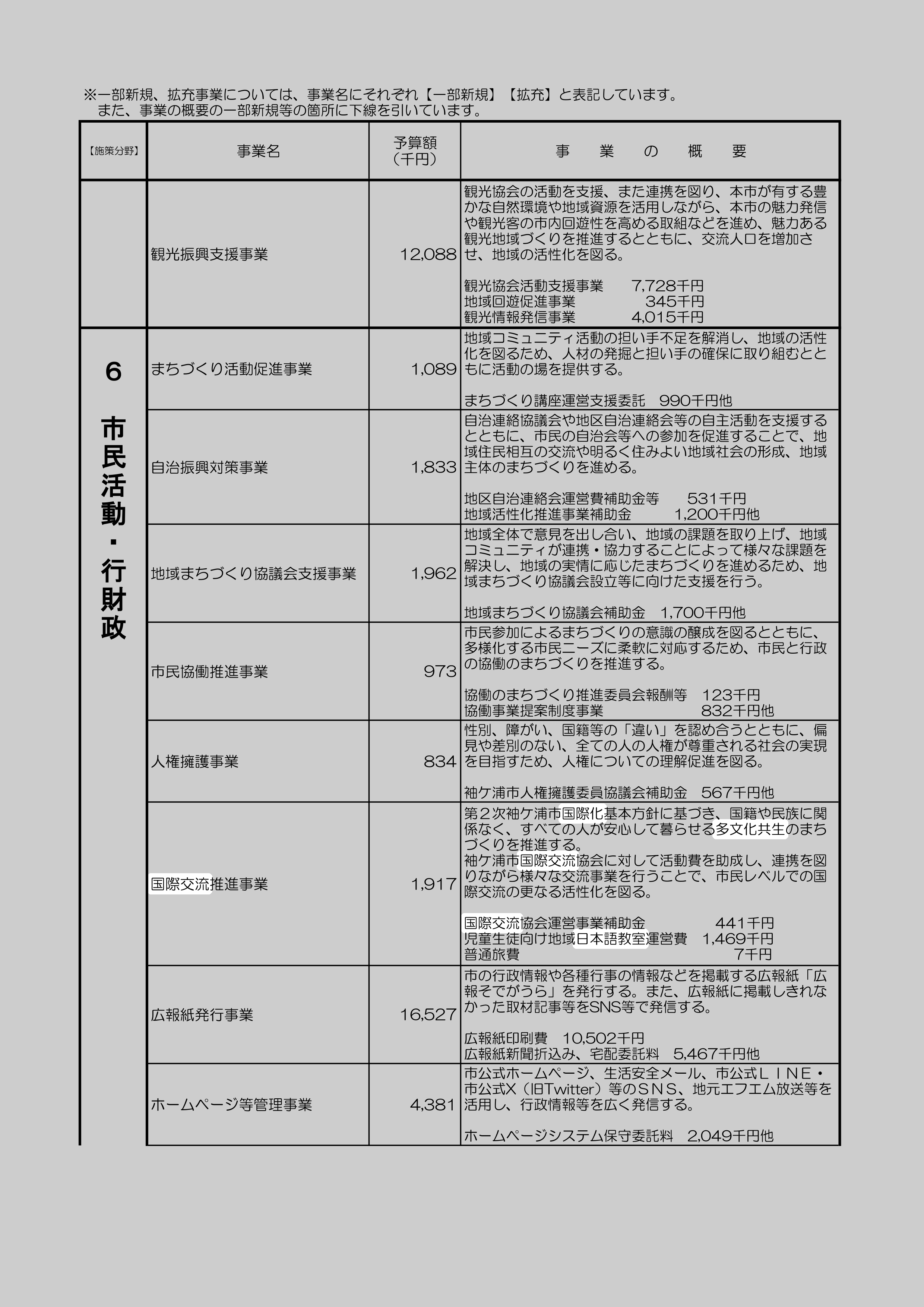 国際交流推進事業のスクリーンショット