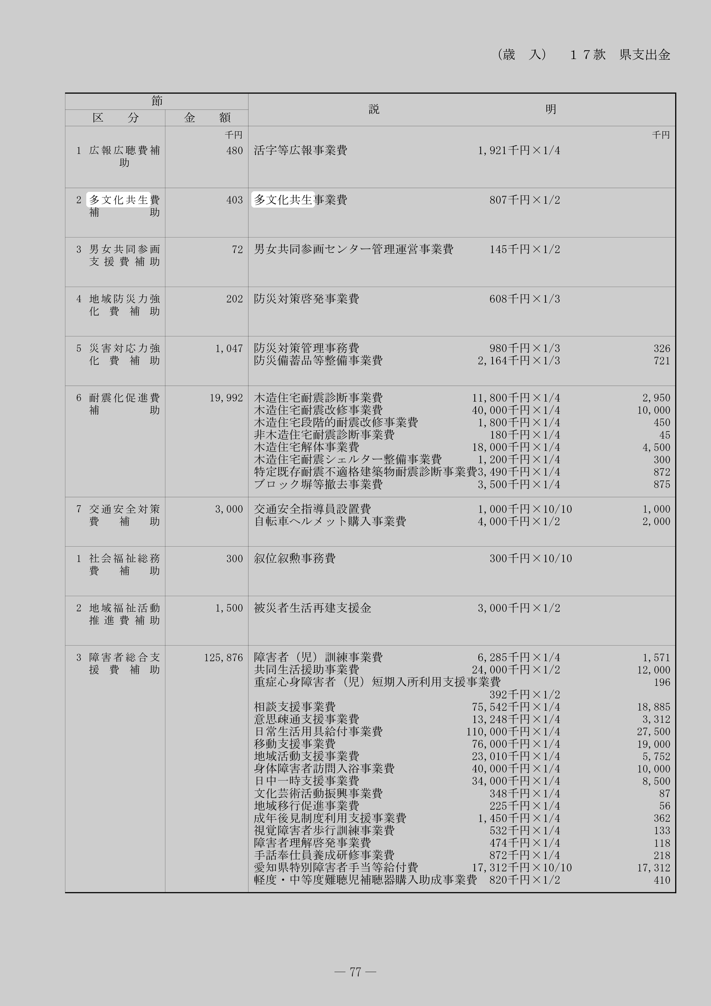 多文化共生事業費（県補助）のスクリーンショット