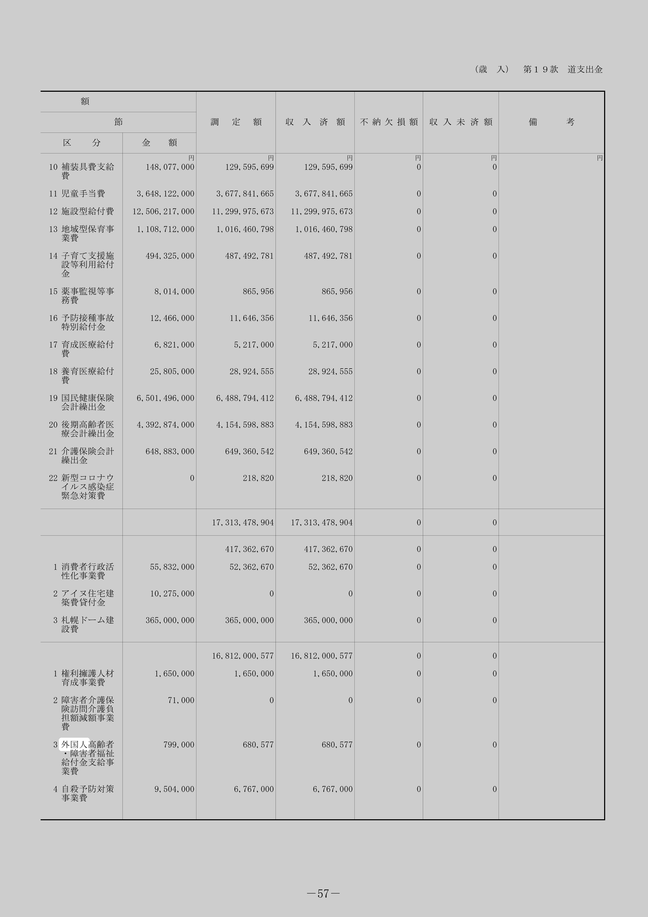外国人高齢者・障害者福祉給付金支給事業費のスクリーンショット