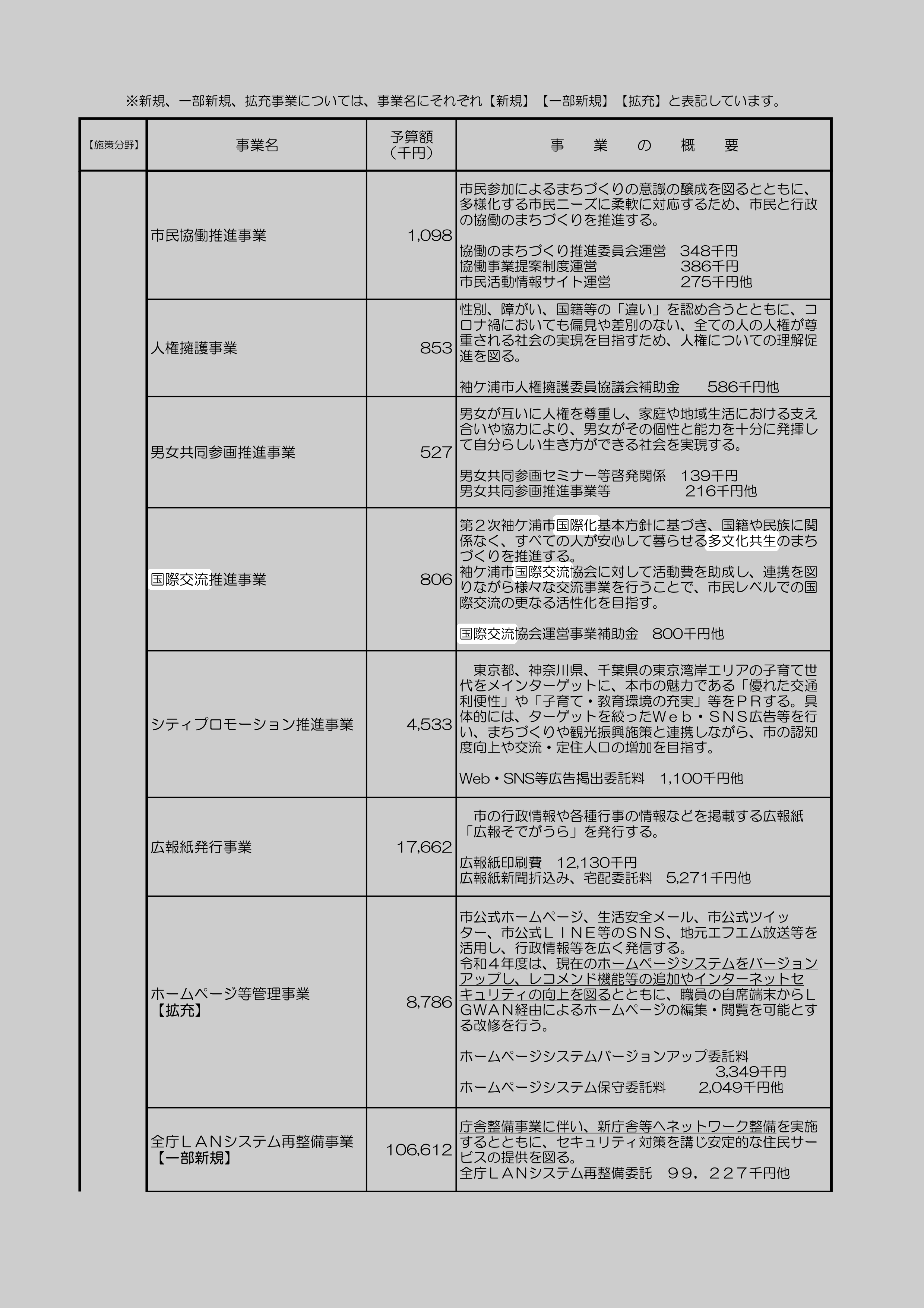国際交流推進事業のスクリーンショット