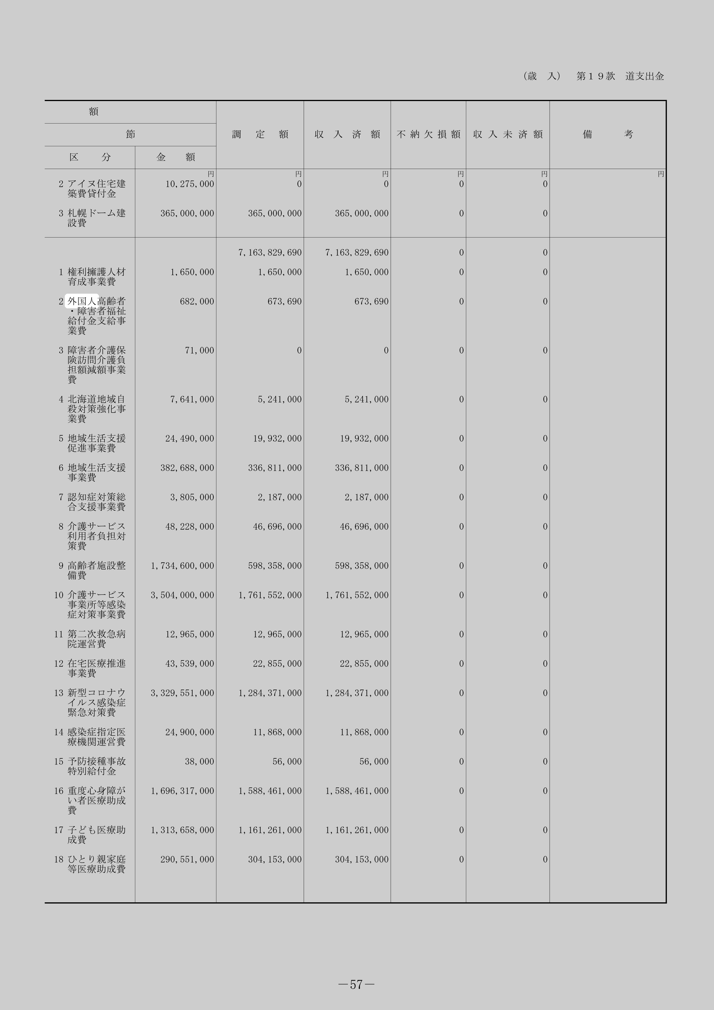 外国人高齢者・障害者福祉給付金支給事業費のスクリーンショット
