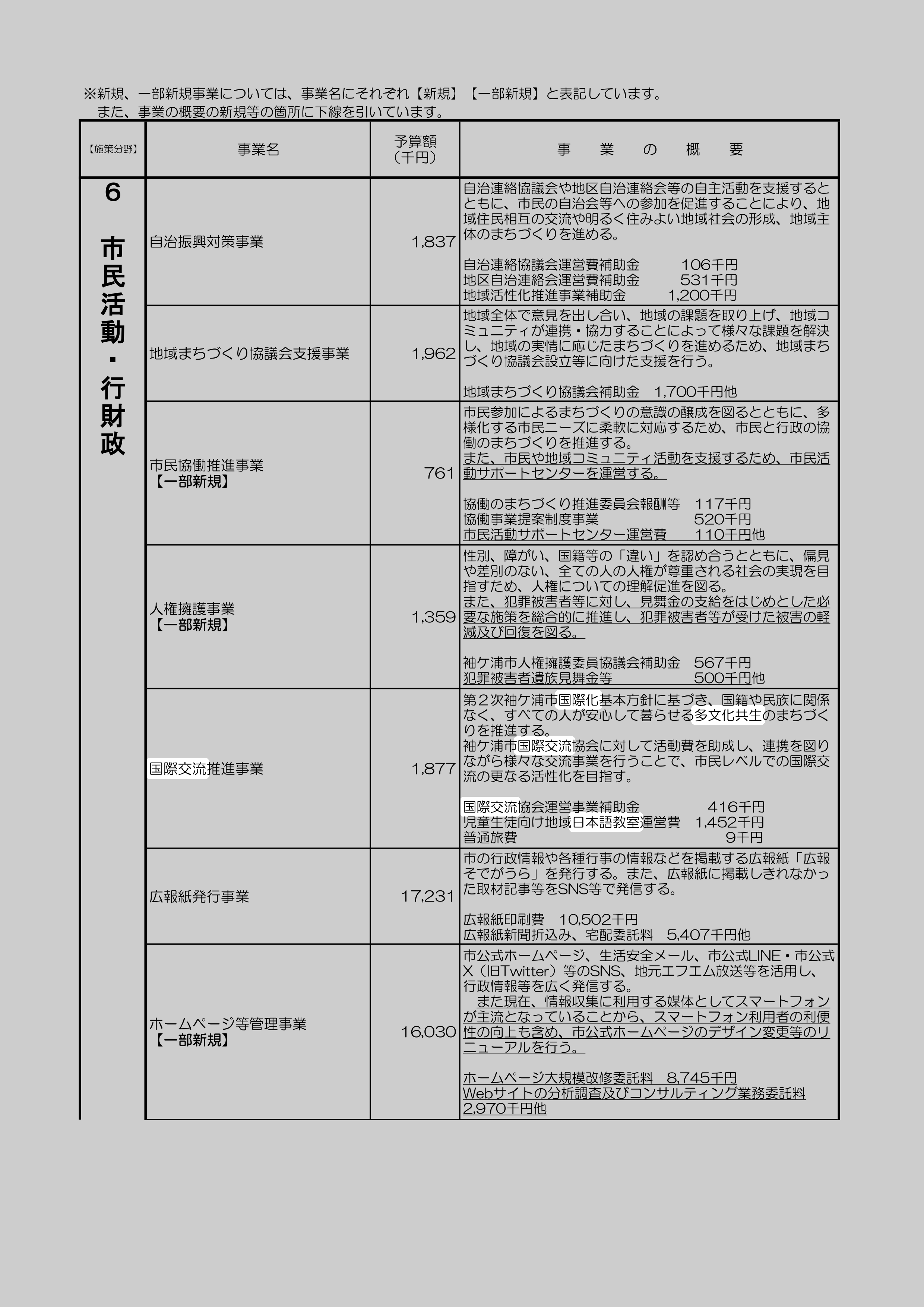 国際交流推進事業の別の記録元のスクリーンショット