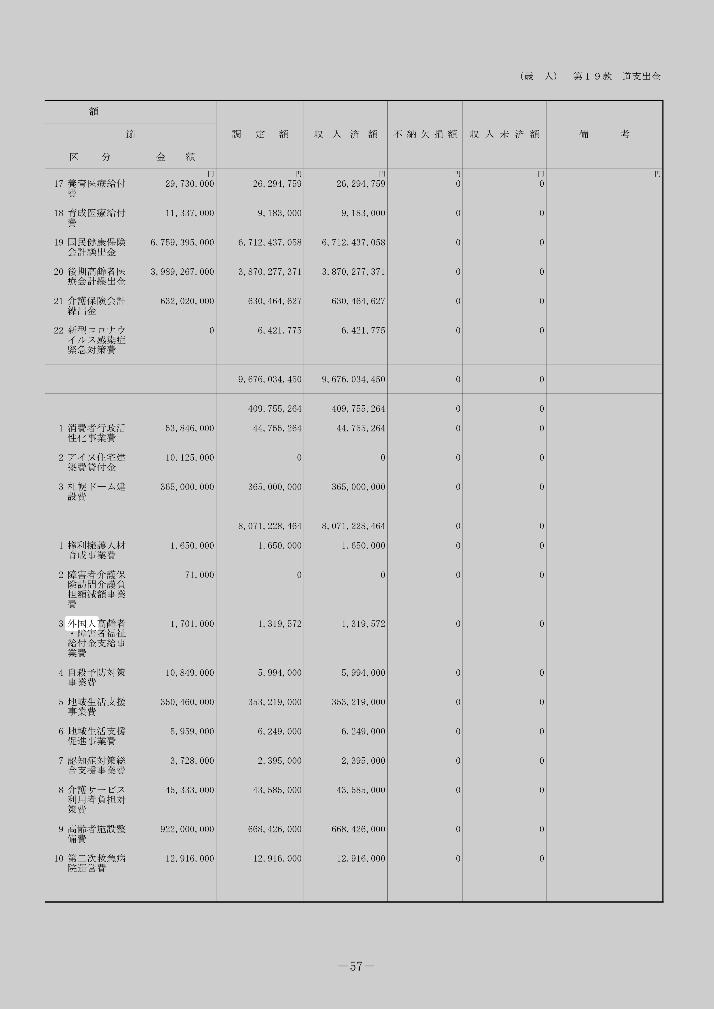 外国人高齢者・障害者福祉給付金支給事業費のスクリーンショット